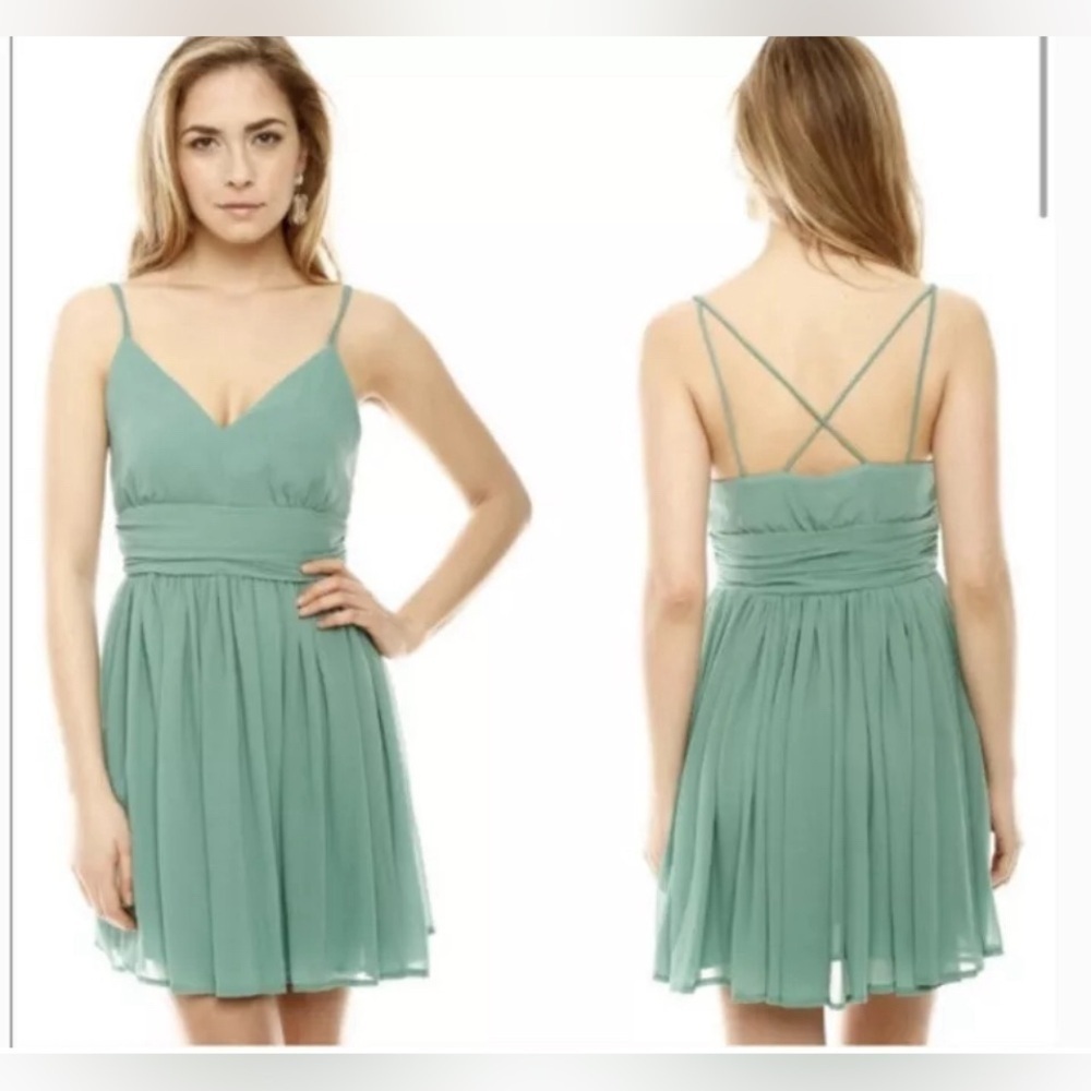 BB Dakota mini strapped Edie chiffon dress till mint green